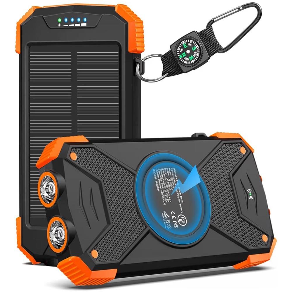 BLAVOR New! Solar Power Bank Portable Wireless Charger Battery Pack USB C Phone